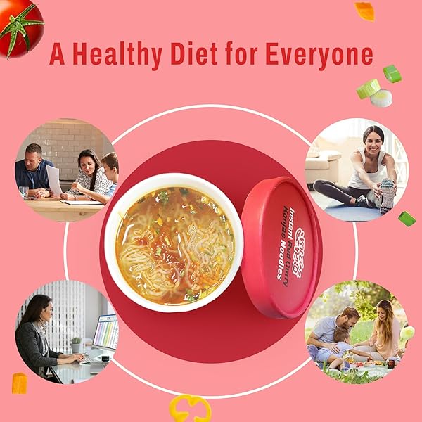 VOLO VERO KONJAC NOODLES INSTANT SOUP CUP SPICY RED CURRY, 6 PACKS, GLUTEN FREE, KETO, LOW CARB, LOW CALORIE, LOW SUGAR, LOW GI, SHIRATAKI NOODLE ANGEL HAIR PASTA, HEALTHY DIET FOOD HOLIDAY GIFTS