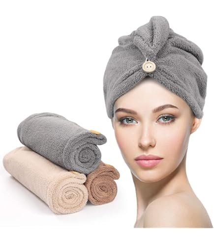VIVOTE Cheveux Serviette,3PCS Serviette à Cheveux En Microfibre Super Absorbante,Serviettes De Séchage Pour Cheveux,Serviette Cheveux Sechage Rapide,Serviettes Turban Bonnet,65 X 25cm