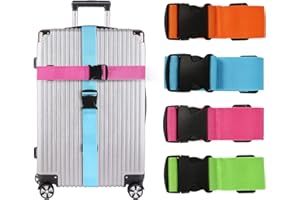 4 Pack Luggage Straps for Suitcase, EnvySun Adjustable Travel Packing Secure Belt Accessory Set for Travel Bag Luggage Briefcase - Mixed Colors