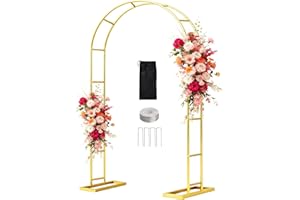 [Patent Applying] WellSign Balloon Arch Stand 7.2FTx4.3FT, Garden Arch Trellis for Climbing Plants Outdoor, Metal Pergola Arbors for Flower Arch Archway, Gold Wedding Arch for Party Decoration