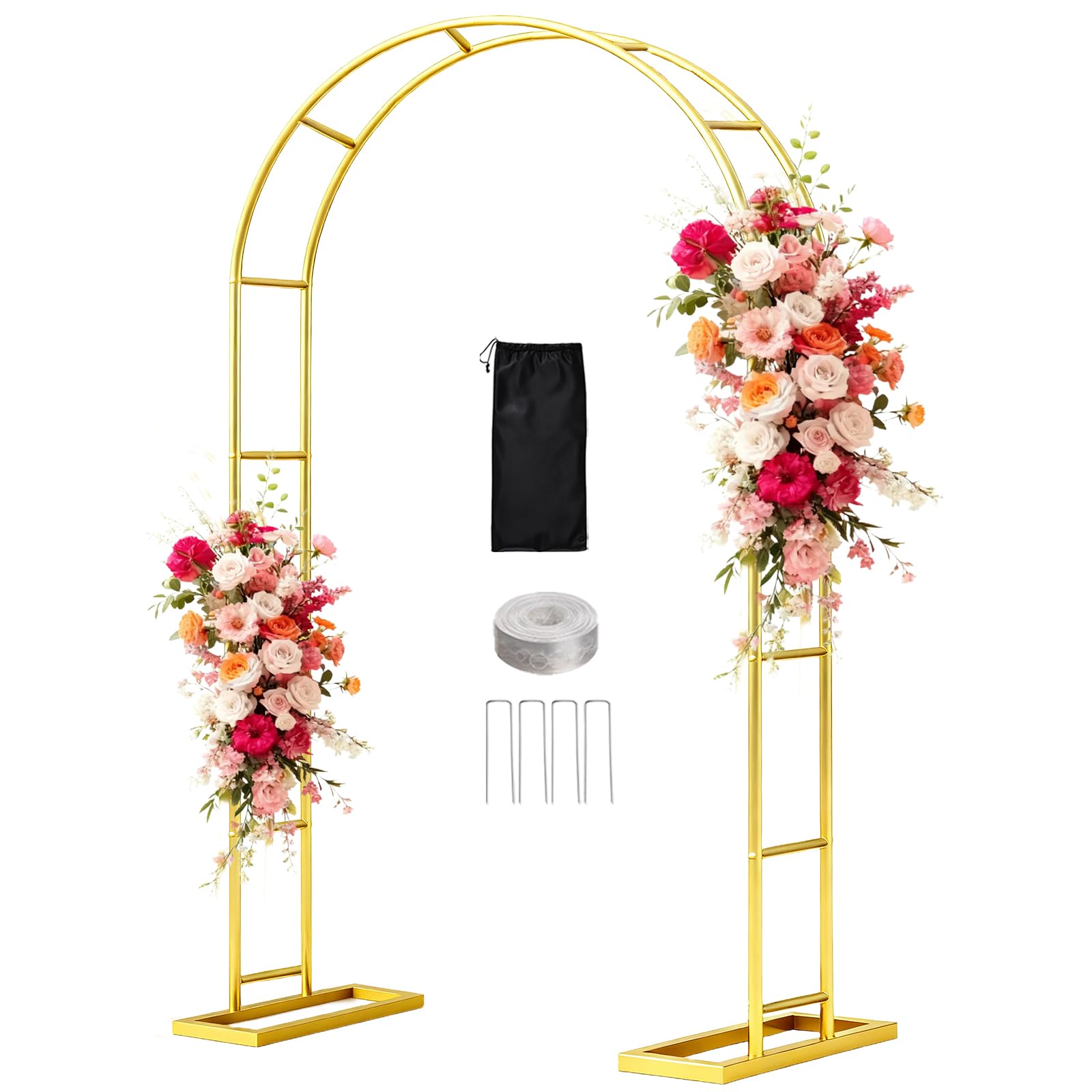 Photo 1 of [Patent Applying] WellSign Balloon Arch Stand 7.2FTx4.3FT, Garden Arch Trellis for Climbing Plants Outdoor, Metal Pergola Arbors for Flower Arch Archway, Gold Wedding Arch for Party Decoration