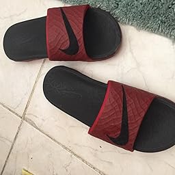 nike benassi golden check slides