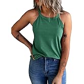KINLONSAIR Women's Summer Sleeveless Halter Tee Shirts Crew Neck Workout Tank Tops Casual Plain Cami Shirts