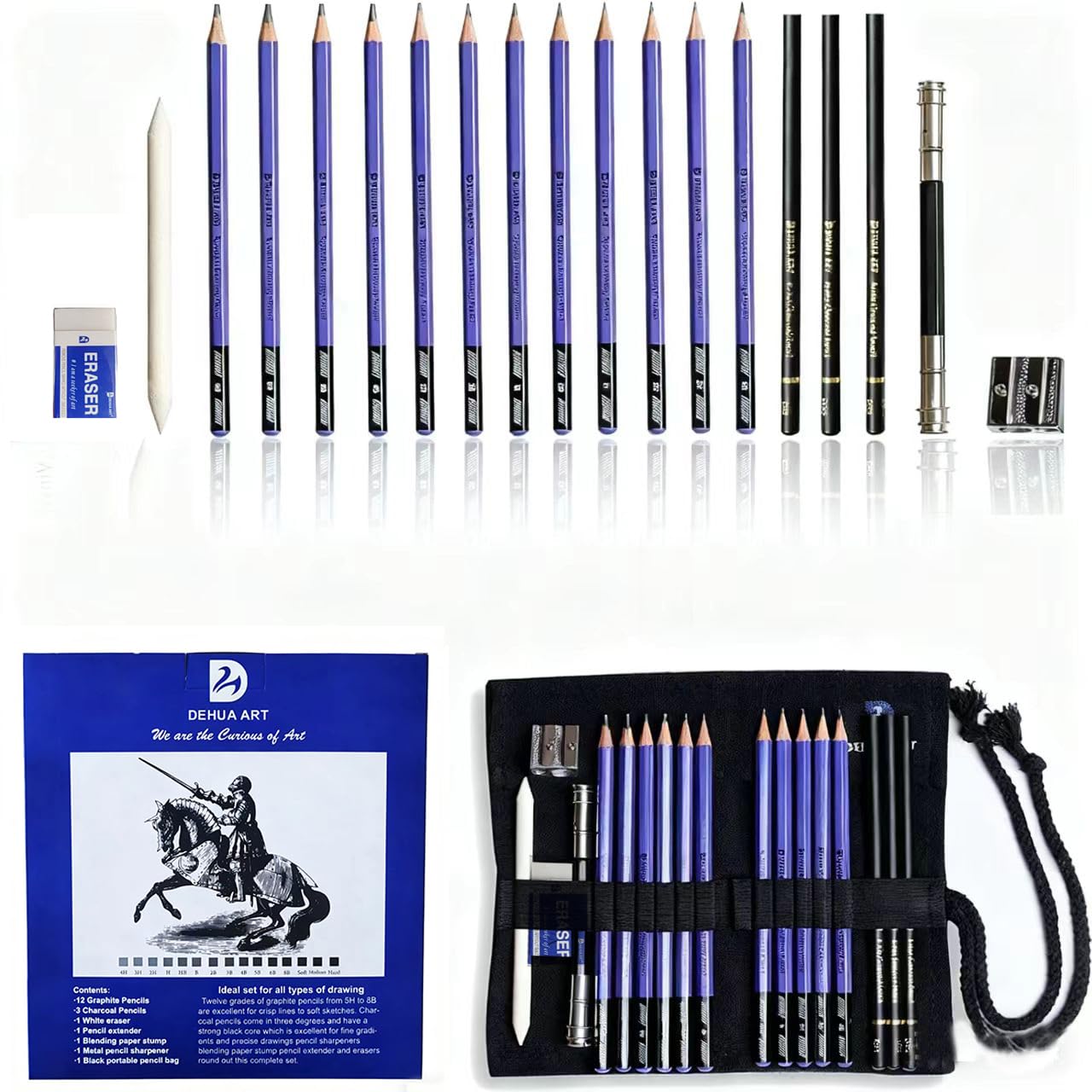 Drawing Pencils and Sketch Set Professional 20 Pieces Drawing and Sketching Pencil Set with Portable Bag Sketch Pencils Drawing Art Tool Kit (Purple)