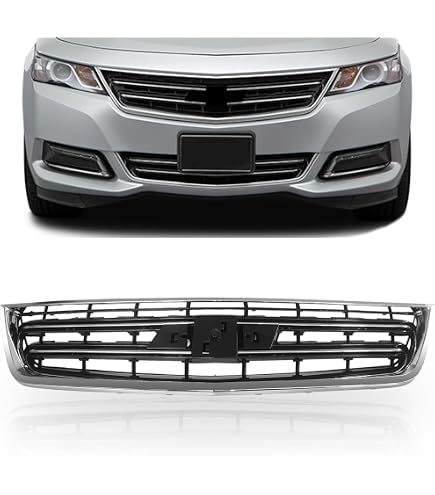 Silscvtt Front Upper Grille For 2013-2017 Chevrolet Traverse - With Chrome Molding, Direct Replacement
