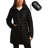 Steve Madden Womens Packable Puffer Jacket - Insulated Puffer Hooded Long Parka Coat - Quilted Warm Winter Jackets for Women