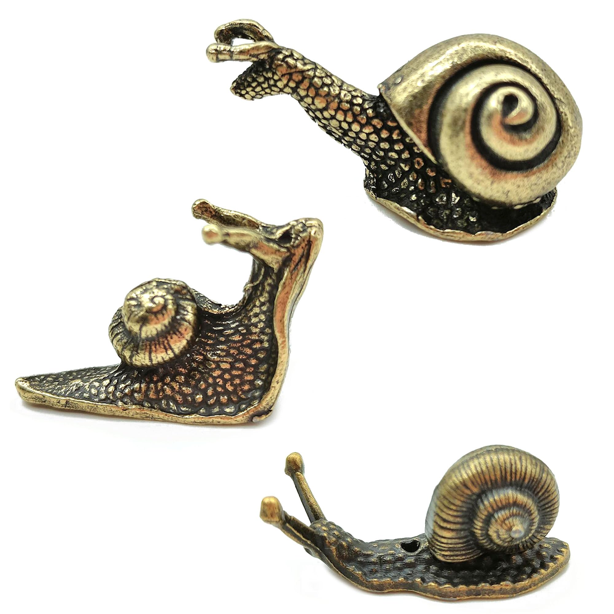 Niuhong 3 Pcs Snail Garden Figure Decoration Snail Figurines Ornaments Miniature Sculptures Metal Creative Retro Sculpture Animal Outdoor Balcony Lawn Terrace Courtyard (A)