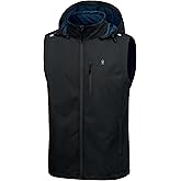 Little Donkey Andy Men's Lightweight Softshell Vest Detachable Hood Windproof Golf Sleeveless Jacket for Hiking Running