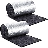 Preboun 2 Rolls Duct Insulation Foil Backed Natural Cotton Duct Wrap Wall Cotton Insulation Wrap Blanket for Wall Pipe(12'' x