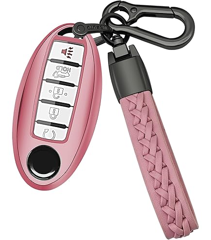 Sparkly Key Fob Cover With Cherry Keychain, Bling TPU Smart Key Case For Women Compatible With Nissan Pathfinder Rogue Kicks 2023 2024 (5 Button Gold Red) I.1664959879 - View #4