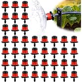 Kalolary 100PCS 1/4" Adjustable Drip Irrigation Emitters (Red Vortex) | 4/7mm Anti-Clogging Water Flow Drippers Micro Drip Irrigation Sprinkler for Water Tube 360 Degree Emitter for Watering System