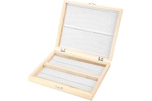 100 Place Microscope Slide Box, Wooden Slide Storage Box with Lock for Lab Glass Prepared Microscope Slides Storing Tool (22.