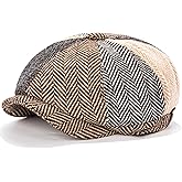 IDASHPO Men's Wool Newsboy Cap 8-Panel Tweed Taxi Hat Herringbone Gatsby Flat Hats