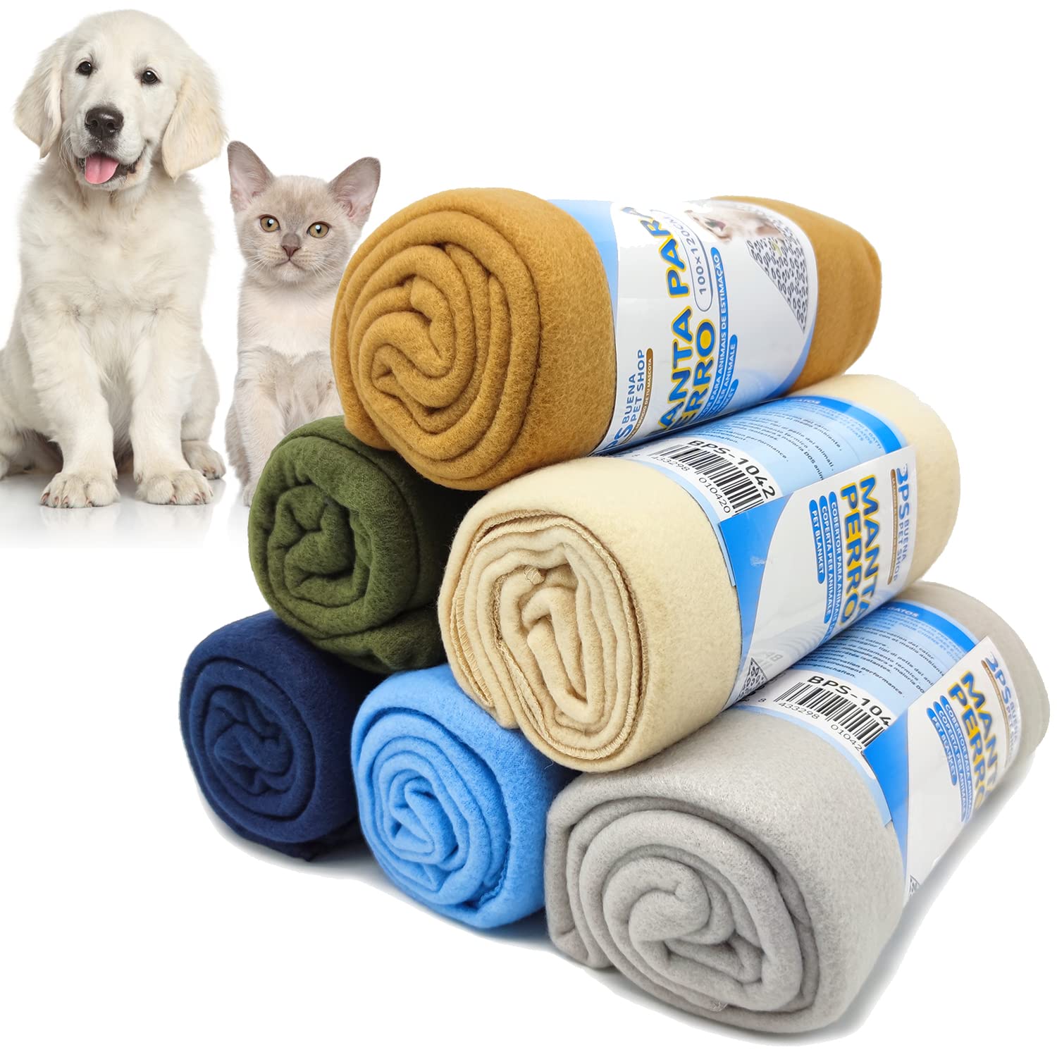 BPS 6X Blanket for Dogs Cats Pets Soft Blanket Size M/L Random Colours (L) BPS-1042*6