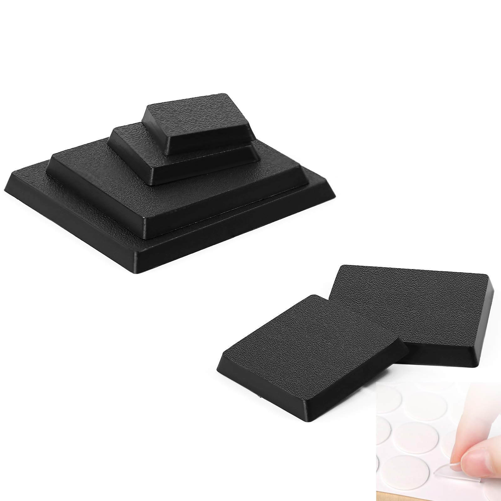 Evemodel Rectangle Square Bases Mixed Size Plastic Black for Table Game Wargames for Miniature Wargame (40pcs square)