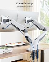 HUANUO White Dual Monitor Arm Desk Mount 13-32 Inch 75/100 VESA view 5