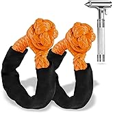Synthetic Soft Shackles Tow Recovery - Offroad Soft Shackle Recovery Kit (2PCS 1/2in x 22in - 56,000LBS Shackles + 1PC All-Metal Escape Hammer) for Truck SUV ATV UTV