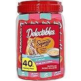 Delectables Squeeze Up Seafood Variety Pack, Creamy Squeezable Puree, Lickable Wet Cat Treats, Grain-Free, No Added Fillers, 0.5 Ounces Tube, 40 Tubes Total