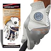 Copper Tech Plus Women's 1-Pack Right and Left Handed Golfers Golf Glove – Advanced Compression for Muscle Support, Joint Relief Gloves – White/Silver