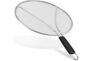 Splatter Screen for Frying Pan - 13" Grease Splatter Guard Hot Oil Splatter Guard, Stainless Steel Fine Mesh Splash Guard wit