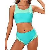 Kids4ever Girls Swimsuit 2 Piece Color Block Teen Bathing Suit Girl's Bikini Set Size 9-16Y