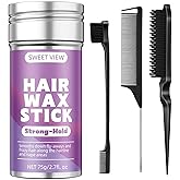 SWEET VIEW Hair Wax Stick & Slick Back Hair Brush Set for Smooth Flyaways, Frizz, Sleek Ponytail, Bun, Styling Accessories fo
