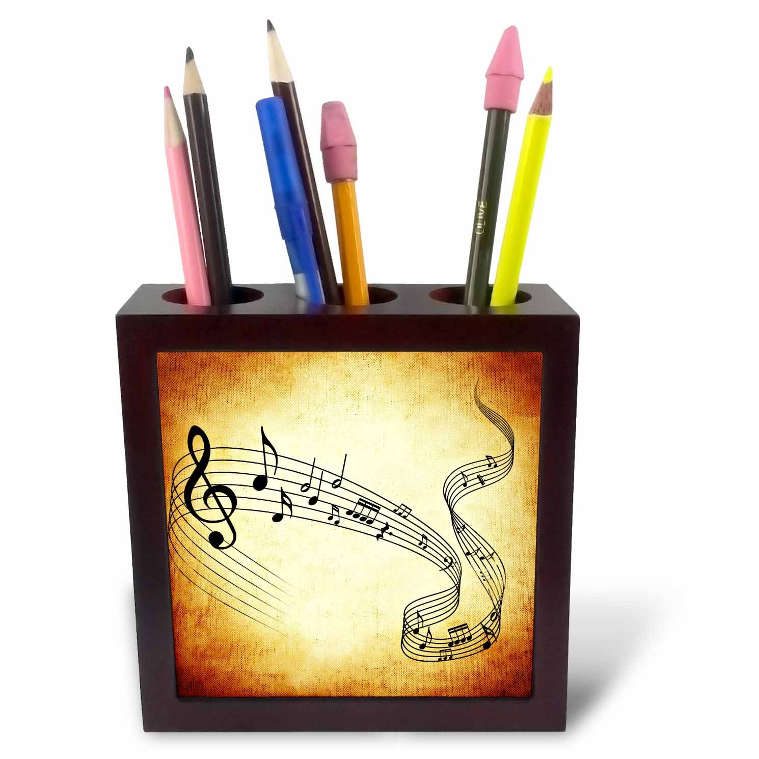 3dRose ph_236864_1 5-Inch "Antique Music Style Sheet" Tile Pen Holder