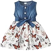 Saeaby Baby Girl Dress Toddler Girl Summer Clothes Infant Sleeveless Dress Denim Flower Sundress Cute Dresses for Girl
