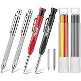 Hiboom 2 Pack Carpenters Pencil with 12 Refills and