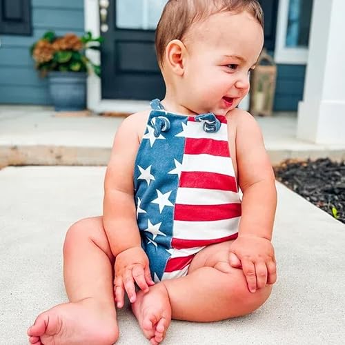 Rtnnsbbfcm 4th of July Baby Boy Girl Outfit Stars Stripes Romper