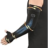 MGANG Lymphedema Compression Arm Sleeve with Gauntlet for Women Men, Opaque, 15-20 mmHg Medical Graduated Compression Full Arm Support, Thumb Lymph Edema Arm Sleeve, Pain Relief, Arthritis, Black L