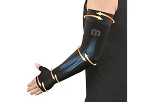 MGANG Lymphedema Compression Arm Sleeve with Gauntlet for Women Men, Opaque, 15-20 mmHg Medical Graduated Compression Full Arm Support, Thumb Lymph Edema Arm Sleeve, Pain Relief, Arthritis, Black L