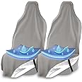 EliteSport Front Seat Cover, Universal Fit Waterproof, Sweatproof, Odor-Resistant, and Machine Washable Car Seat Protector with Non-Slip Underlayer for Pet, Travel, and Outdoor Adventure, Gray, 2Pack