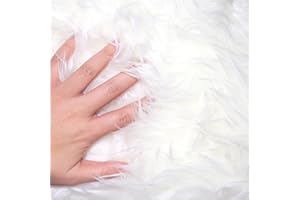 YURDON Faux Fur Fabric Shaggy Craft Fur White Fur for Crafts,Gnomes,Costume,Camera Floor,Decoration (20×20 inches, White)