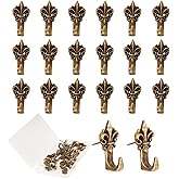 20 Pieces Push Pin Hangers,Push Pins for Wall,Decorative Thumb Tacks for Hanging,Zinc Alloy Pin Hooks Picture Hanging Nails for Home Office Fabric Wall Wooden (Bronze)