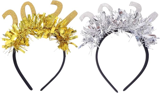 Minkissy Happy New Year Stirnbänder – 2 Stück Mit Strass, Für Silvester