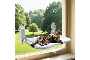 Cat Window Perch, Cordless Hammock, Fold-Up Cat Bed with Zip Closure, Easy Fold Machine Washable Seat, Sturdy Metal Frame for