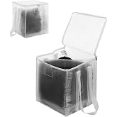 Beveetio 2-Pack Large Clothes Hanger Organizer Bag with Lid &amp; Handles, Dustproof Hanger Storage with 2 Compartments, Space Saving for Closet &amp; Laundry Room
