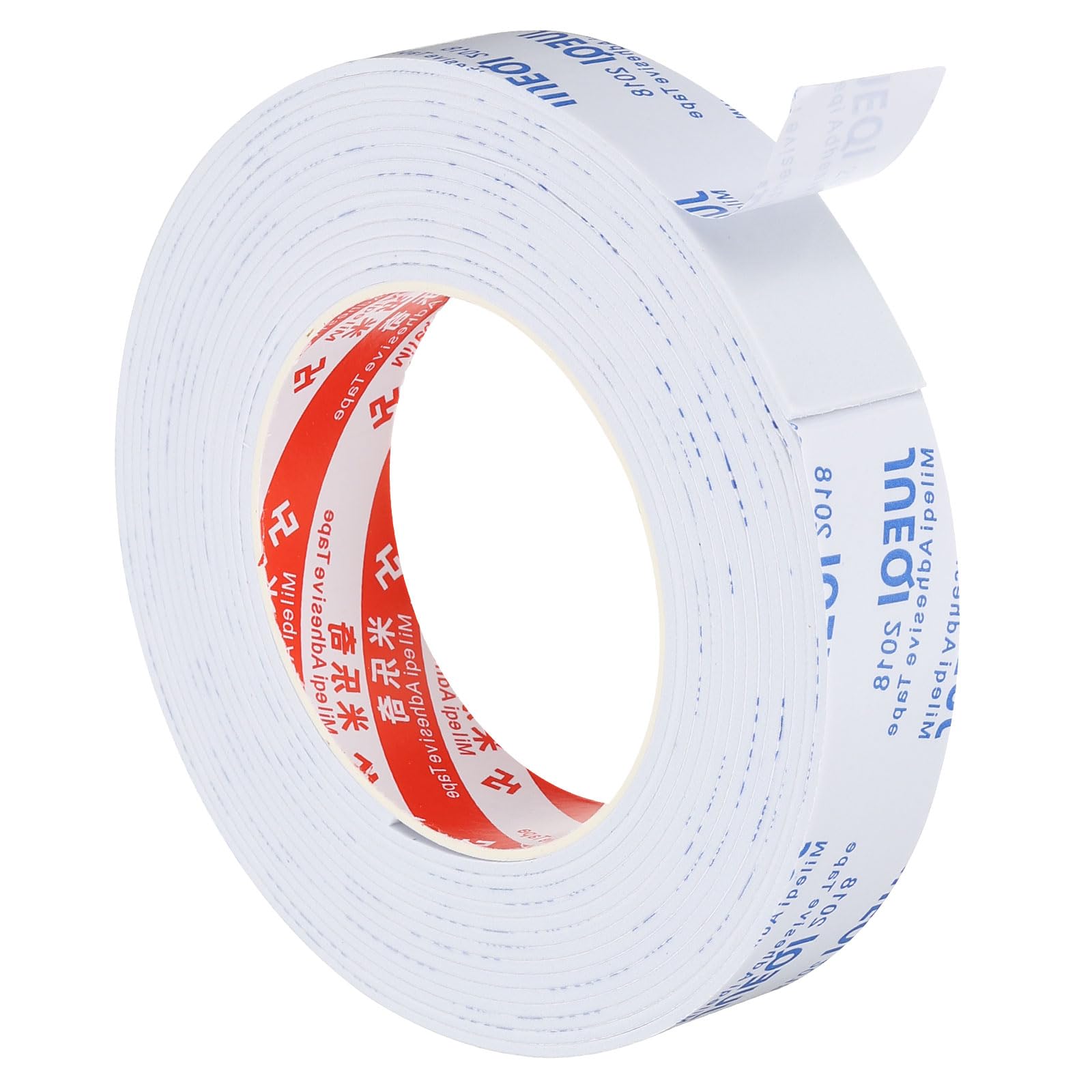 PATIKIL 5m/16.4ft Sealing Foam Tape, 25mm Wide 2mm Thick Single Sided Weather Stripping Door Furniture Seal Strip for Window Pipes Insulation, White