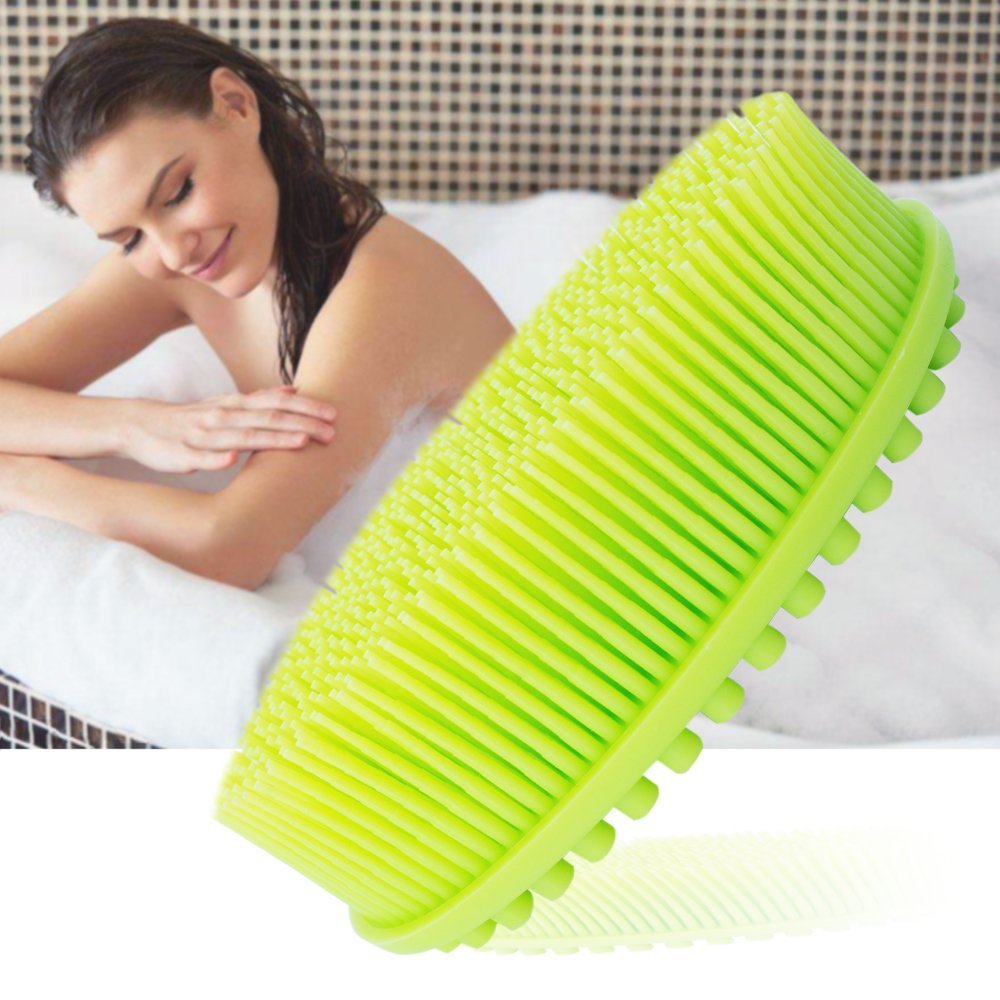 Bathtub shower silicone massage brush baby massage silicone bath brush for Face and Body silicone bath brush Super soft massage brush For All ages use available 1 pack (1 green)