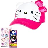 Hello Kitty Hat Bundle - Baseball Cap with Bow and Stickers - For Girls 4-6 Years - Officially Licensed Sanrio Product