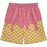 Boys Athletic Shorts Basketball Shorts Melting Ice Cream Teens Hiking Gym Shorts with Pocket for Outdoor Activity 7-15 Y