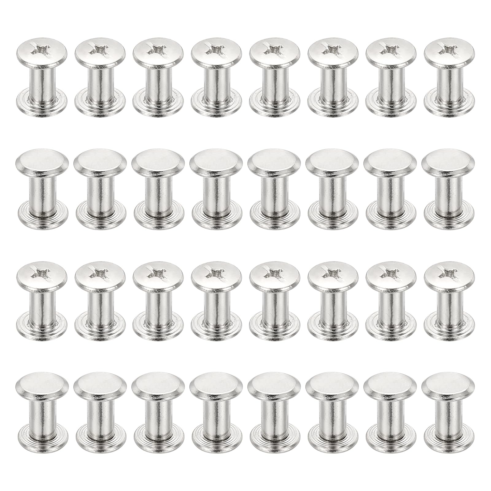 PATIKIL Chicago Screws, 50 Sets M5x14mm Carbon Steel Nickel Plated Chicago Screw Phillips Binding Post Screw Rivets for Leather Belt Scrapbook Photo Albums, Silver Tone