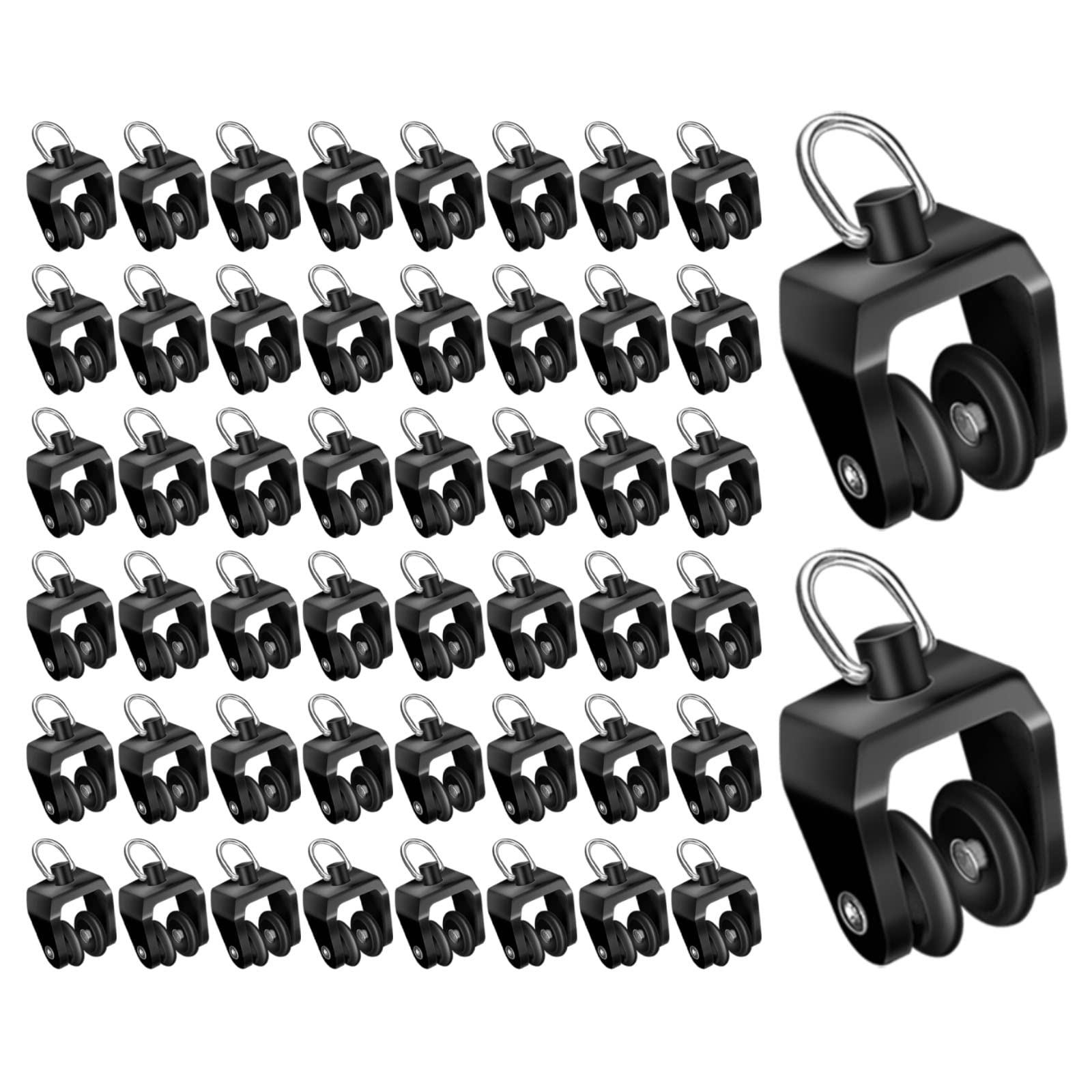 40 PCS Plastic Curtain Runners, Drapery Rail Sliding Gliders for Windows, Shower, Ceiling - Black