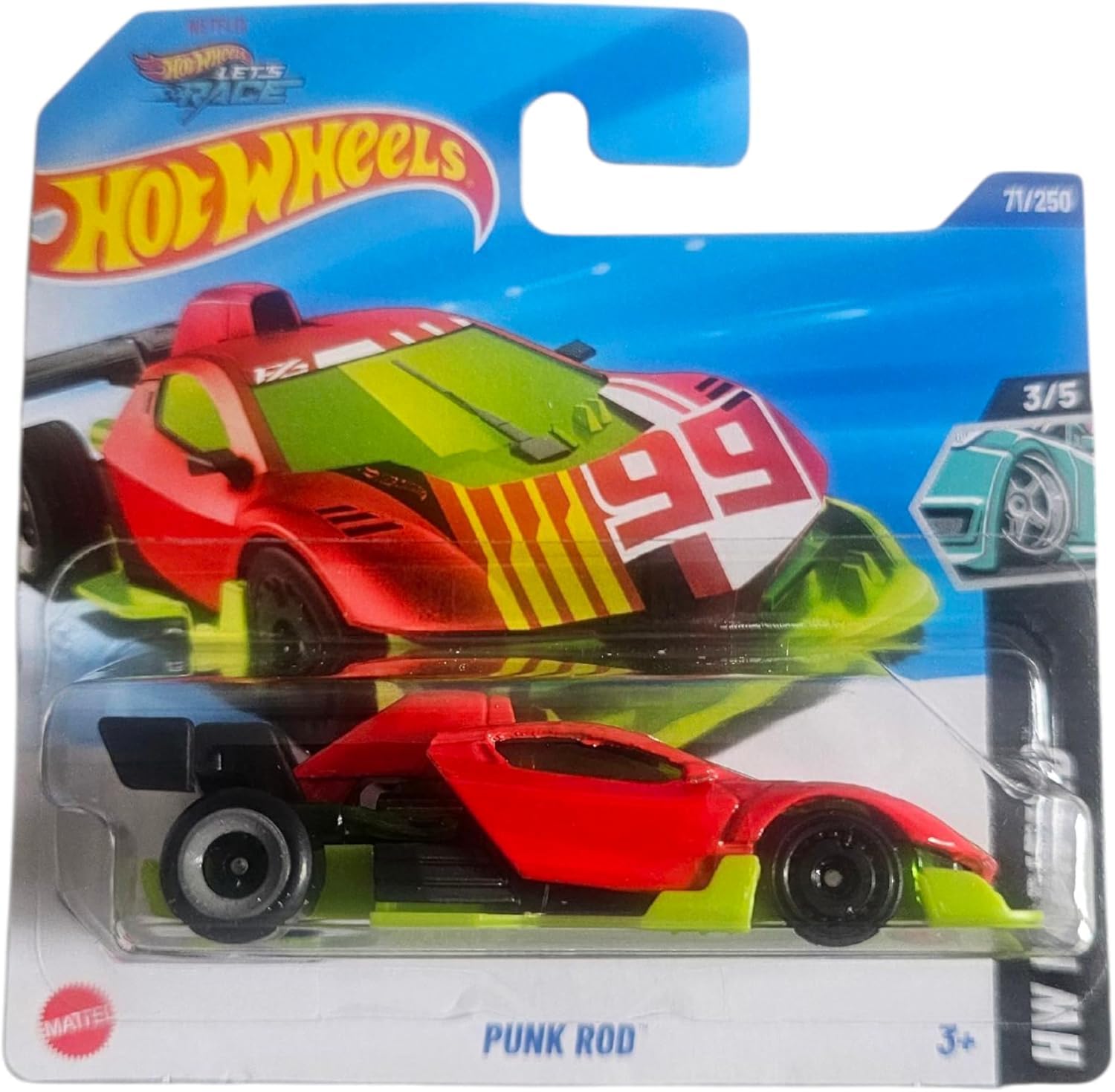 Hot Wheels Punk Rod, Die-Cast Model Car, Red and Green, 1:64 Scale