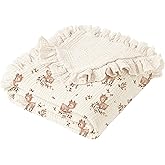 Konssy Flounce Muslin Baby Blankets, Cotton Crib Blanket for Baby Infant Toddler, Super Soft and Lightweight Nursery Blankets 40"x36" (Deer)