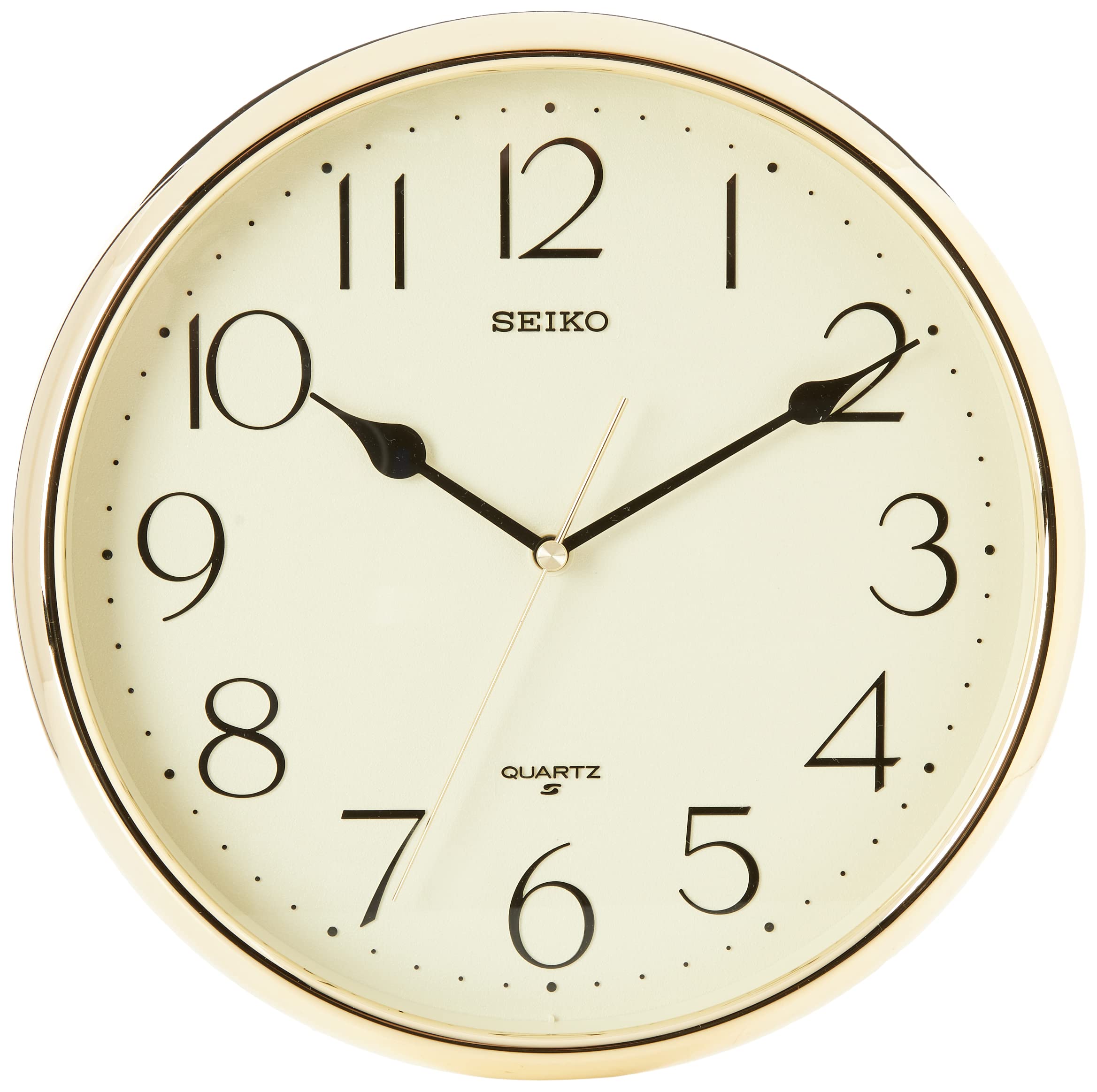 Seiko Quartz Wall Clock with Arabic Numerals - Gold, 30 x 5 x 29.5 cm