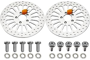 BLCYANUE 11.8'' 2pcs Front Brake Rotor for Harley Davidson Touring Electra Glide Classic,Road Glide,Road King,Trike Street Glide,Ultra Limited,Mirror Polished Stainless Steel Motorcycle Brake Rotors