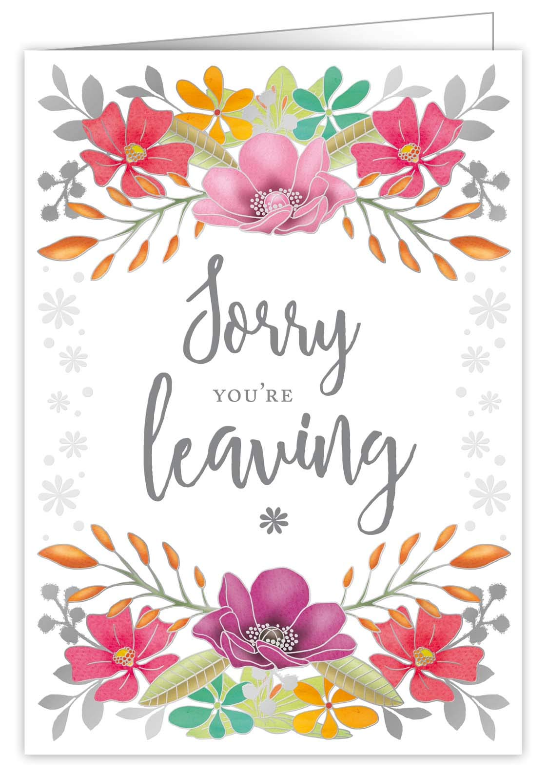 Quire Collections Mac Classic Extra Large Greeting Card - Sorry You're Leaving Design- Beautifully Embossed with Gold and Silver Foil, White|Pink|red|Green, 21 x 30cm