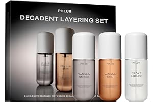 PHLUR Decadent Layering Set ($75 Value) - Travel Size Body Mist Gift Set - Vanilla Smoke, Vanilla Skin, & Heavy Cream - Fragrance Mist Trio (3 x 3 fl oz)